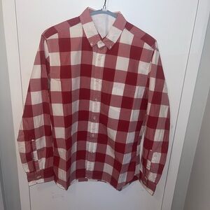 J. Crew Factory Men's Red and White Checkered Shirt